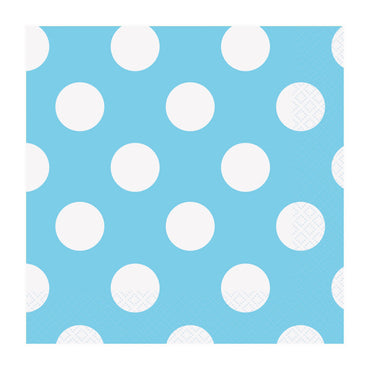 Pastel Blue Dotty Lunch Napkins 33cm 16pk - Party Savers