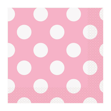 Pastel Pink Dotty Lunch Napkins 33cm 16pk - Party Savers