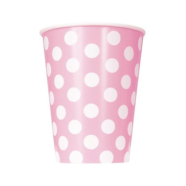 Pastel Pink Dotty Paper Cups 355ml 6pk - Party Savers