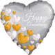 Anniversary Platinum Hearts Foil Balloon 45cm - Party Savers