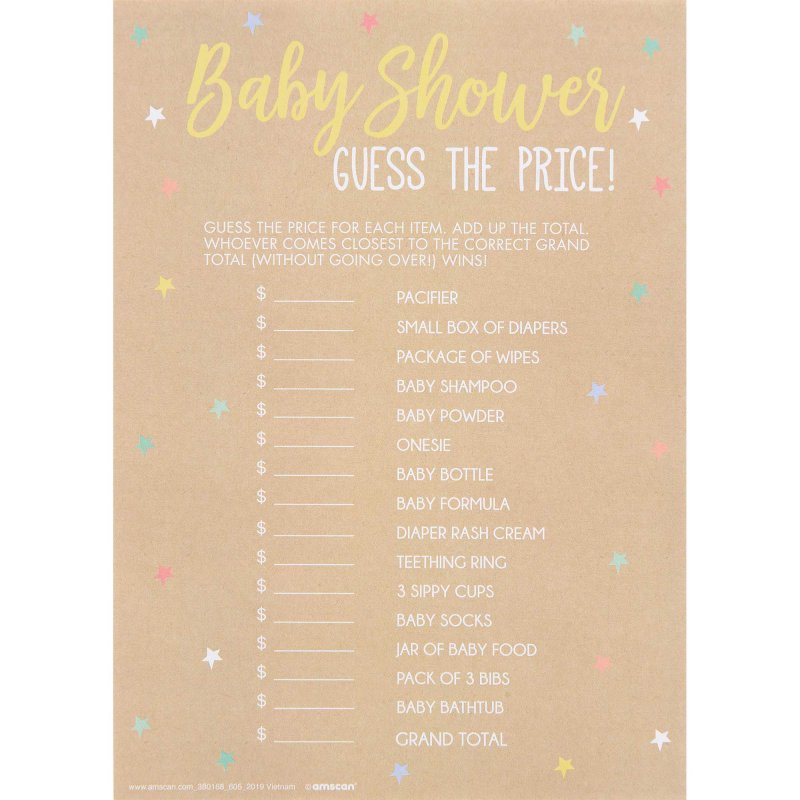 Baby Shower Guess the Price Games 24pk - Party Savers