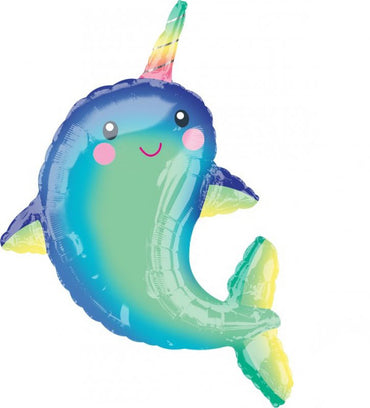 Happy Narwhal SuperShape Foil Balloon 73cm x 99cm Each - Party Savers