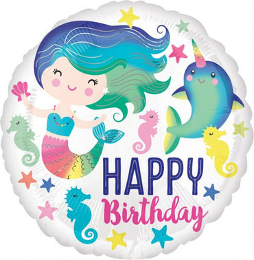 Colorful Ocean Fun Happy Birthday Foil Balloon 45cm - Party Savers