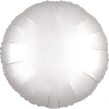 White Satin Round Foil Balloon 43cm - Party Savers