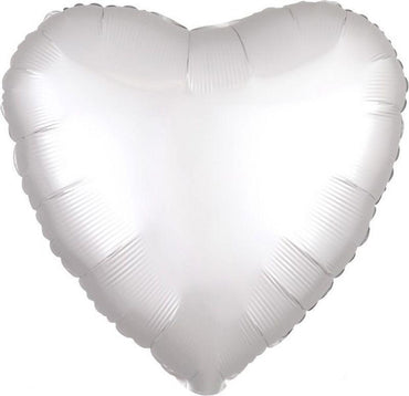 White Satin Heart Foil Balloon 43cm - Party Savers