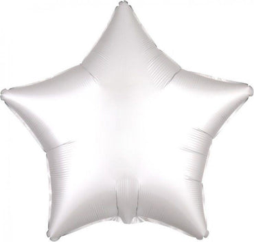White Satin Star Foil Balloon 48cm - Party Savers