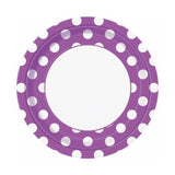 Purple Dotty Paper Plates 23cm 8pk - Party Savers