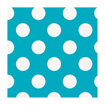 Teal Polka Dotty Lunch Napkins 33cm 16pk - Party Savers