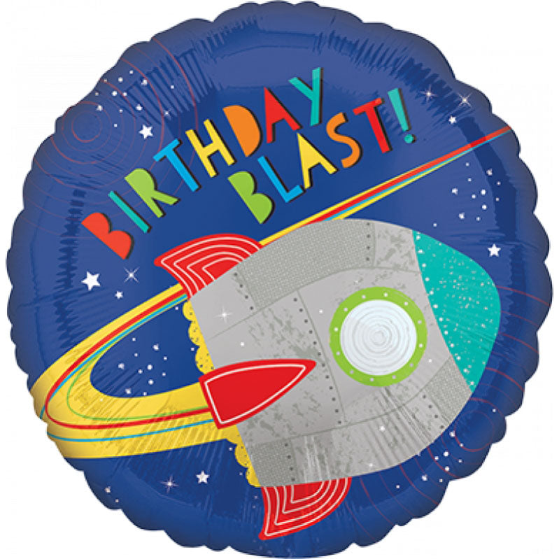 Blast off Birthday Blast Rocket Self Sealing Foil Balloon 45cm Each - Party Savers