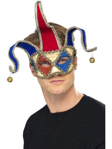 Multi Coloured Venetian Musical Jester Eyemask - Party Savers