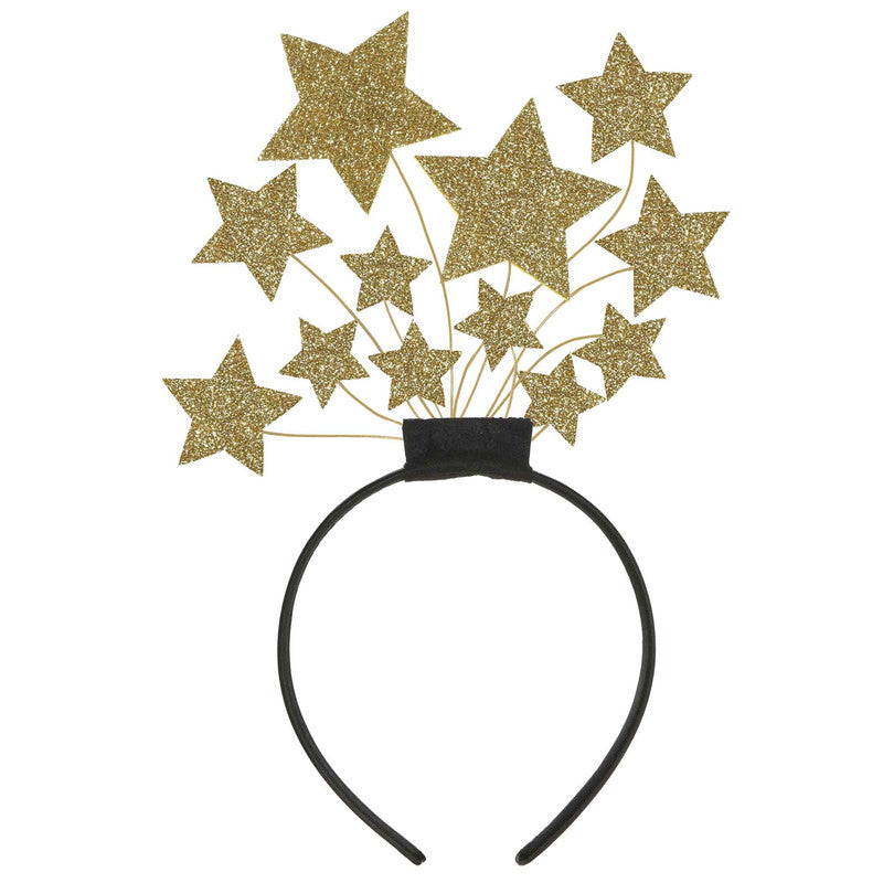 Gold & Black Stars Glittered Headband Each