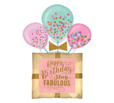 Fabulous Happy Birthday Gift SuperShape Foil Balloon 58cm x81cm Each - Party Savers
