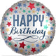 Birthday with Stars Self Sealing Foil Balloon 45cm - Party Savers