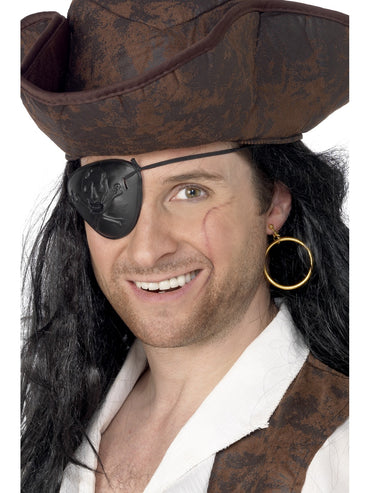 Black Pirate Eyepatch and Earring - Party Savers
