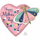 Happy Mother's Day Butterfly & Heart Supershape Foil Balloon 66cm x 60cm Each