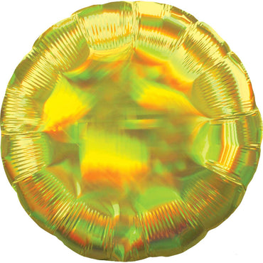 Holographic Iridescent Yellow Circle Foil Balloon 45cm Each - Party Savers