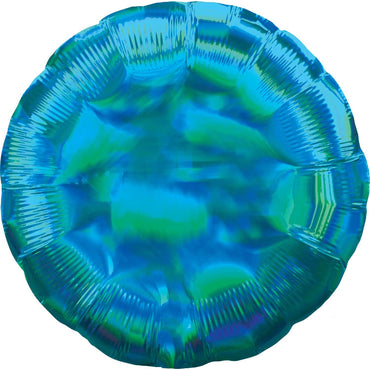 Holographic Iridescent Cyan Circle Foil Balloon 45cm Each - Party Savers