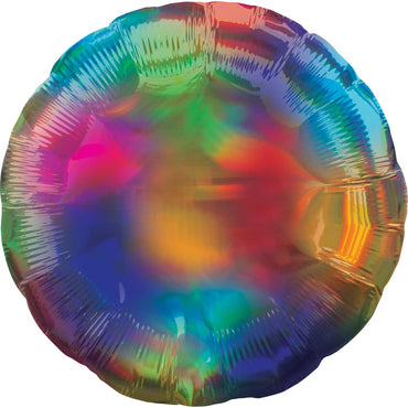 Holographic Iridescent Rainbow Circle Foil Balloon 45cm Each - Party Savers