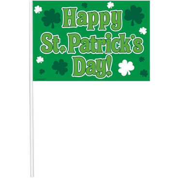 St Patricks Day Multipack Flags Plastic 26cm - Party Savers