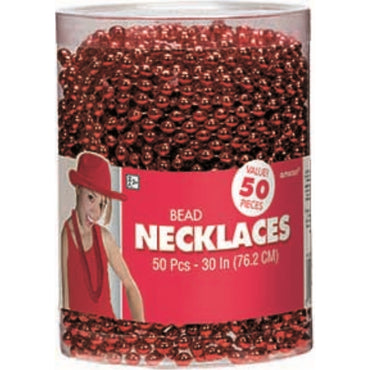 Red Bead Necklaces 50pk - Party Savers
