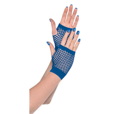 Blue Short Fishnet Gloves - Party Savers