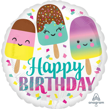Happy Birthday Ice Cream Foil Balloon 45cm Each