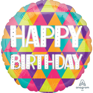 Colourful Triangles Happy Birthday Foil Balloon 45cm Each