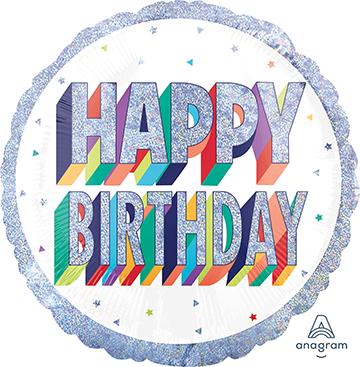 Holographic Here's to Your Birthday Foil Balloon 45cm Each