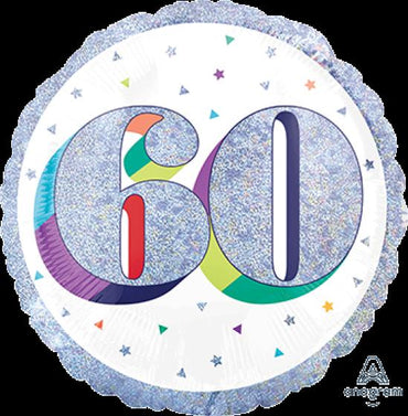 Holographic Here's to Your 60th Birthday Foil Balloon 45cm Each