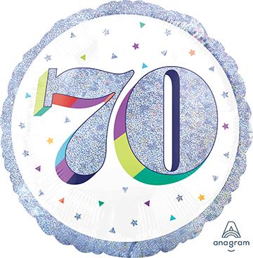 Holographic Here's to Your Birthday 70th Foil Balloon 45cm Each