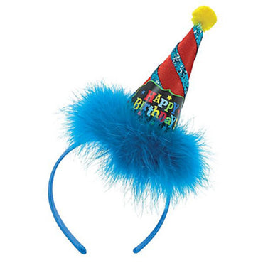 Birthday Brights Cone Hat Headband Fabric Ruffle - Party Savers
