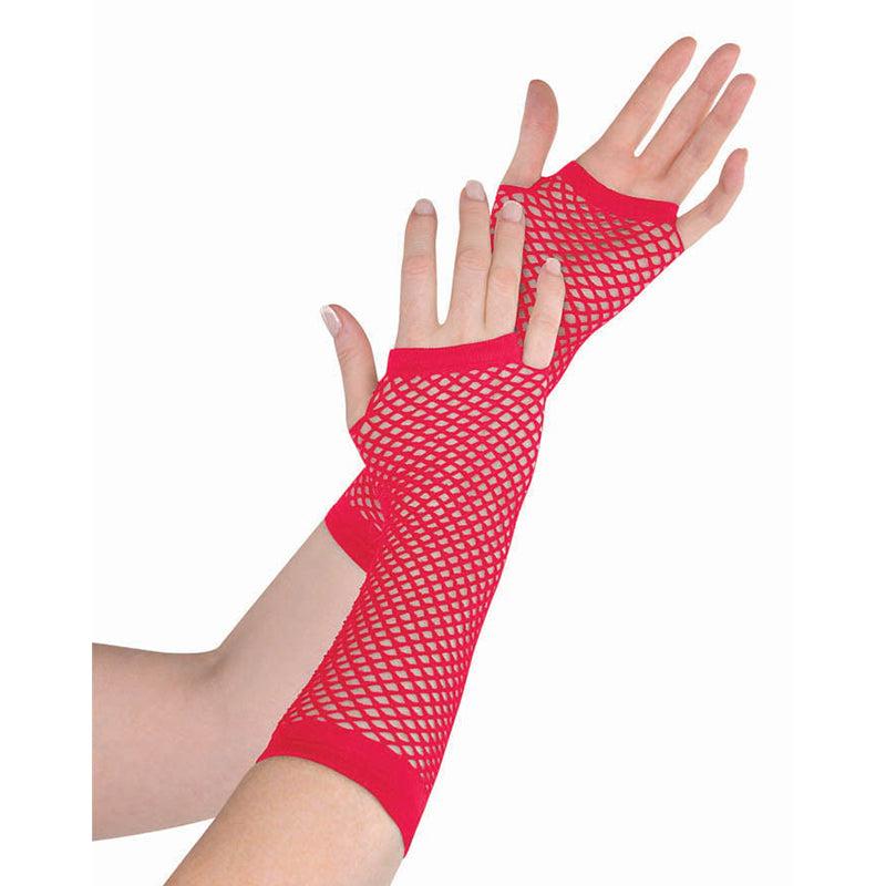 Red Fishnet Gloves Long, Party Savers