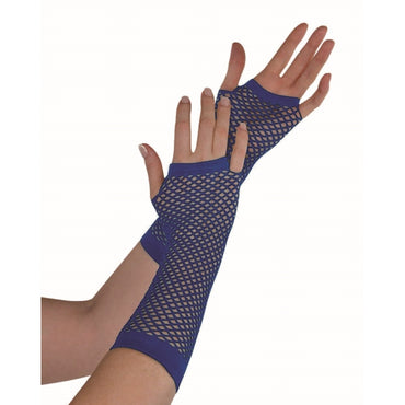 Navy Fishnet Gloves Long - Party Savers