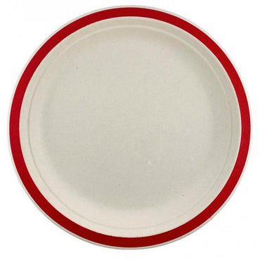 Red Sugarcane Plate 180MM 10pk - Party Savers