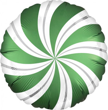 Emerald Green Candy Cane Swirls Foil Balloon 45cm - Party Savers
