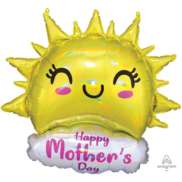 Happy Mother's Day Holographic Iridescent Happy Sun SuperShape Foil Balloon - Party Savers