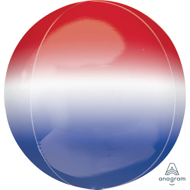 Ombre Red, White & Blue Orbz Balloon 38cm x 40cm - Party Savers