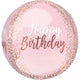 Blush Happy Birthday Orbz Self Sealing Foil Balloons 38cm x 40cm Each - Party Savers
