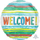 Welcome Watercolor Stripes Foil Balloon 45cm - Party Savers