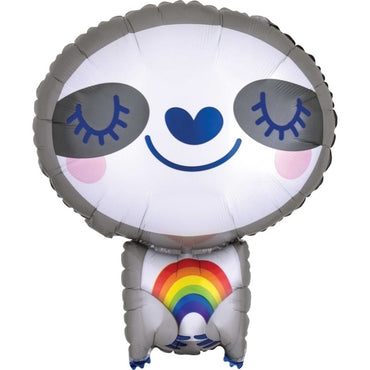 Sloth Shape with Rainbow Self Sealing Foil Balloon 45cm Each - Party Savers