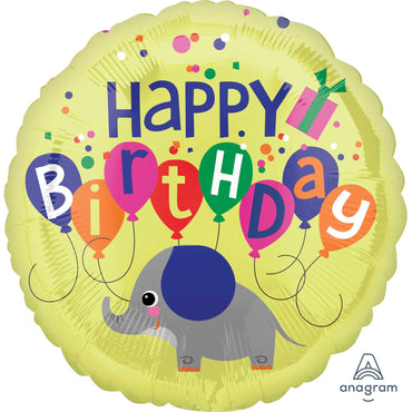 Elephant Happy Birthday Foil Balloon 45cm - Party Savers