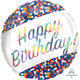 Holographic Iridescent Happy Birthday Confetti Foil Balloon 45cm - Party Savers