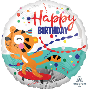Happy Birthday Tiger Birthday Foil Balloon 45cm - Party Savers