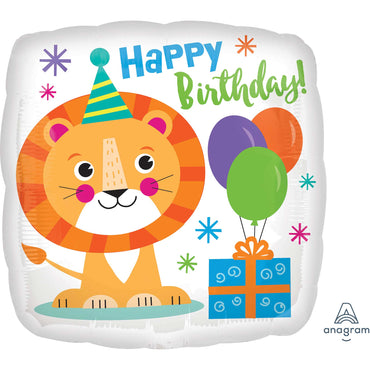 Happy Birthday Lion Birthday Foil Balloon 45cm - Party Savers