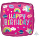 Happy Birthday Unicorn Trendy Icons Foil Balloon 45cm - Party Savers