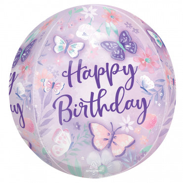 Flutters Happy Birthday Orbz Foil Balloon 38cm x 40cm Each