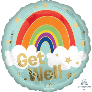 Get Well Golden Rainbow Foil Balloon 45cm Each