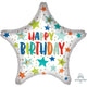 Happy Birthday Stars and Dots Star Foil Balloon 45cm Each