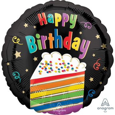 Happy Birthday Rainbow Cake Foil Balloon 45cm Each