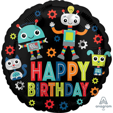 Happy Birthday Robots Foil Balloon 45cm Each